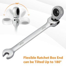 B4B BANG 4 BUCK 5/16 Wrench, Flex-Head Ratcheting Combination Wrench Industrial Grade 72 Teeth 12 Point Ratchet Box Ended and Open End Spanner Tools, SAE