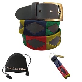 Carlos Diaz Mens Womens Premium Unisex Brown Leather Embroidered Designer Polo Belt (95 cm/ 36-38 Inches)