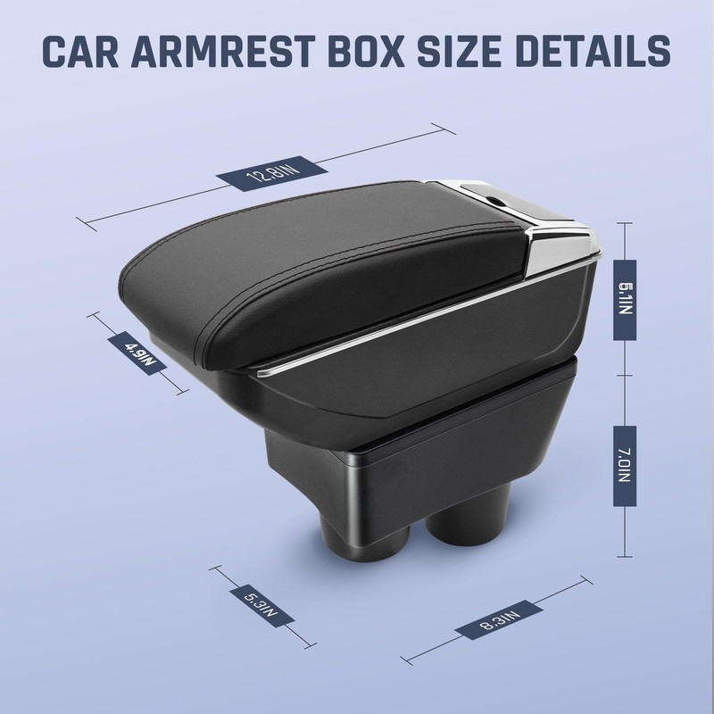 Car Armrest Box Fit for Nissan Versa 2012-2019, Double-Layer Armrest