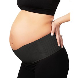 Timotech Faja de Maternidad, Banda de Soporte Embarazo, Soporte Lumbar y Abdominal, Faja para Embarazadas Ajustable Transpirable (Negro)