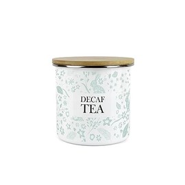 Purely Home Wild Rabbits Decaf Tea Canister - Green Metal Enamel Medium Sized Kitchen Food Storage Container