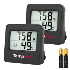 TempPro TP157 - Paquete de 2 higrómetros para interiores para el hogar, termómetro de habitación con sensor de humedad de temperatura para...         