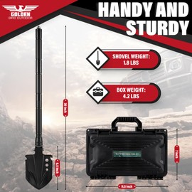 Golden Bird Survival Shovel Set - Multi-Tool Folding Camping Shovel with Carrying Case for Outdoor, 30 Inch Lengthened Handle Tactical Shovel, Off-Road, Gardening, Beach, Sand & Snow, Car Emergency