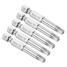 CoCud Magnetic Pentagon Bits, H5 Head 1/4" Hex Shank 2" Length, S2 Steel 5 Point Tamper Proof Screwdriver Bits - (Applications: for Electric Screwdrivers), 5-Pieces
