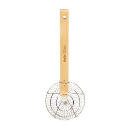 Helen’s Asian Kitchen Spider Strainer | 5-Inch Stainless Steel Wire Mesh Ladle with Sustainable Wood Handle for Frying, Cooking, and Draining