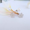 Hiqmic 925 Sterling Silver Flower Pearl Zirconia Drop Ear Stud