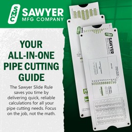 Sawyer Mfg Company - Slide Rule Tool for Pipe Cutting & Measuring - Ruler to Easily Determine Pipe Thickness, Weight & Cutback Lengths with Oxygen & Acetylene Settings for Bevels - 11.5” x 4.25”