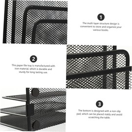 Desk File Holder, 3 Tier Metal Mesh Mail Sorter Magazine Organiser for Document/Filing/Folders/Paper for Office & School & Home