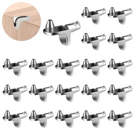 20Pcs L Shape Shelf Support Pegs, 5mm Nickel Plated Wardrobe Shelf Pins, Glass Furniture Holder Bracket, Heavy Duty Right Angle Clips Support, Metal Cabinet Studs for Shelf (Long L Shape)
