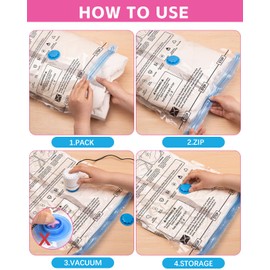 Colemoly Vacuum Storage Bags with Electric Air Pump 12 Pack Space Saver Vacuum Seal Bags for Clothing, Travel Essentials, Storage and Organization, Moving Supplies(4 Jumbo/ 4 Large/ 4 Medium)