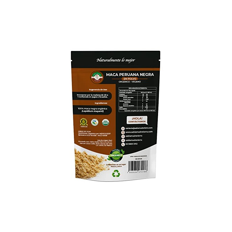 SABIA MADRE TIERRA - Maca Negra Peruana 250g - ORGANICA