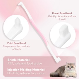 Gluckelk Dual-Sided Cat Toothbrush with Micro Brush Head, Ultra Soft Nano Bristles Pet Toothbrush Kit, Kitten/Puppy Toothbrushes, Fit into Cats/Small Dogs Mouth