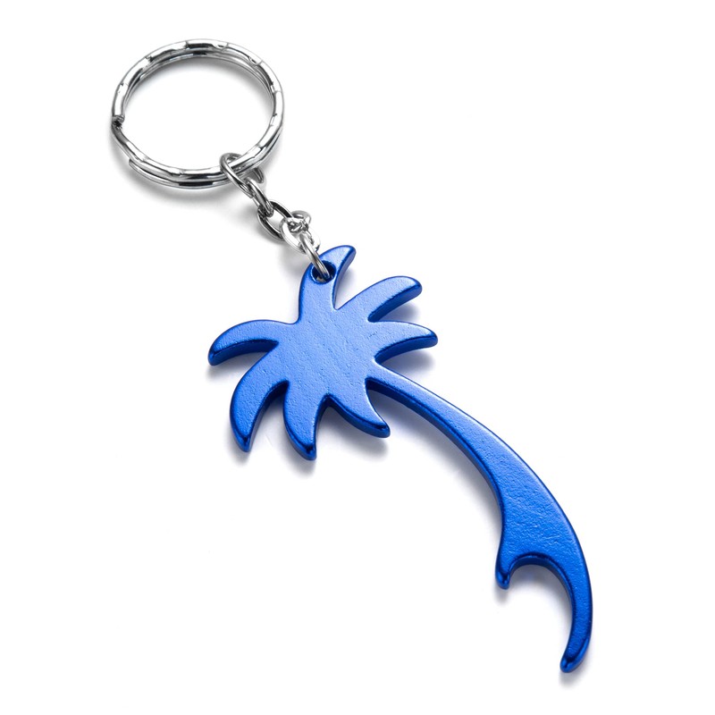 Komonee Palm Tree Blue Keychain Bottle Opener Key Chain Metal