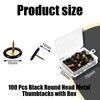 100 Pcs Black Drawing Pins Black Pins Round Head Metal