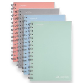 TWONE 4 Pack Spiral Notebook, 5.5"x8.25", 160 Ruled Pages, Waterproof Frosted PP Cover, Multi color, Ideal for School, Office, and Personal Use