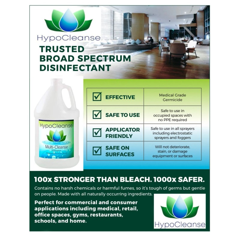 Hypocleanse Hypochlorous Acid 1 Gallon - 200ppm - Professional Strength