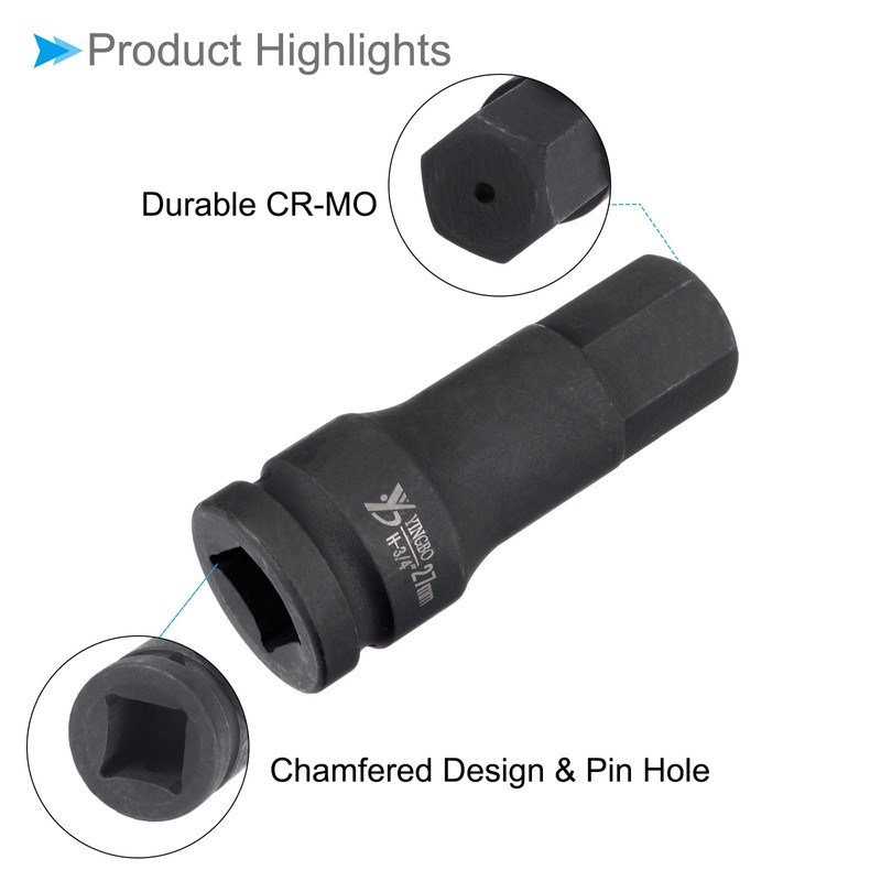 CoCud Impact Hex Bit Socket, 27mm Hex Bit 3/4" Square