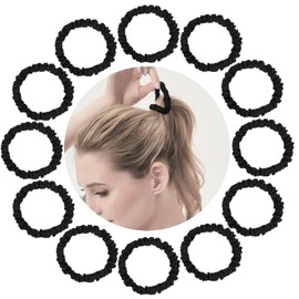 Hair Ties| Bands 12 Packs for Woman| Girls,Small Ponytail Holders No Damage Breakage for Thin/Thick Curly Long Fine Hair (Black)，small hair bands，thin hair bands，black scrunchie