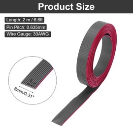 MECCANIXITY 30AWG IDC Wire Flat Ribbon Cable 2m/6.6ft Length 0.635mm Pitch 14 Pin Gray for JTAG/ISP Connecting