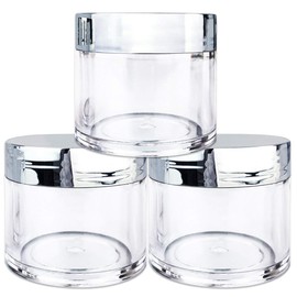 Beauticom Clear 1 oz Plastic Jar (Quantity: 3 Pieces a Pack) (SILVER)