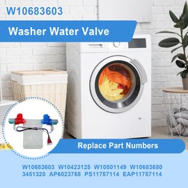 W10683603 Water Inlet Valve Replacement Compatible With Whirlpool,Kenmore,Amana,Crosley,lnglis Washing Machine WPW10683603 W10423125 W10501149 3451320 W10683680 AP6023768 PS11757114 EAP11757114