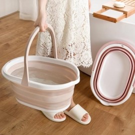 Bathroom Basin Handle Folding Folding Wash Basin Bucket bucket pink 5ea