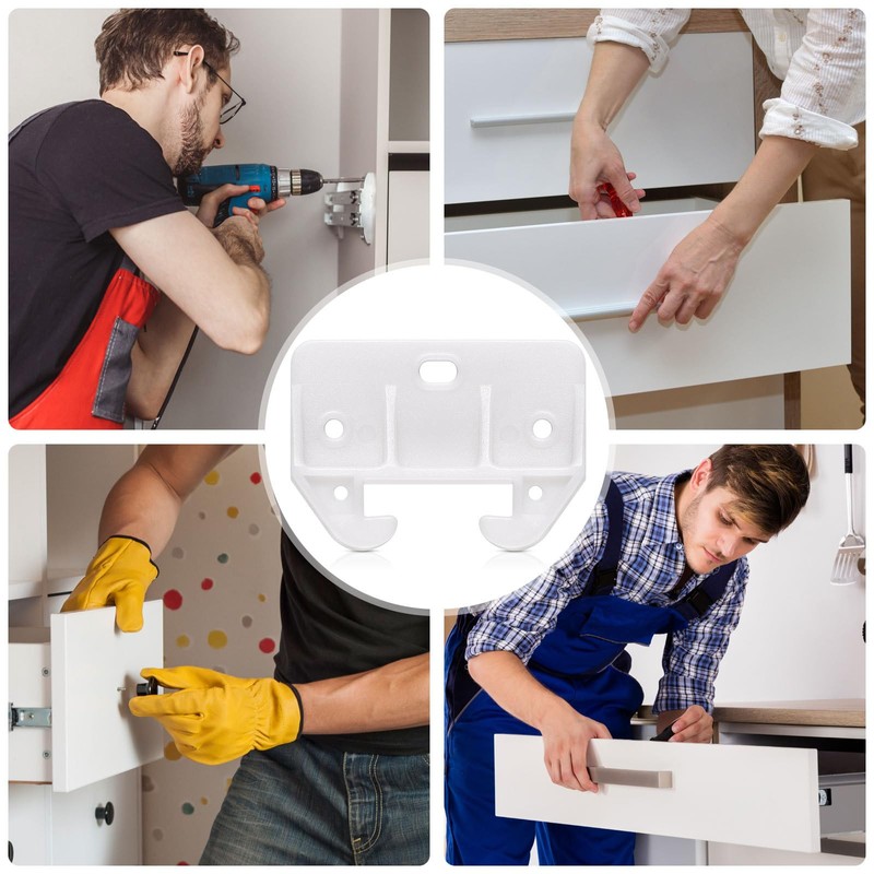 DOITOOL White Plastic Drawer Track Guide, 10Pc Plastic Cabinet Drawer