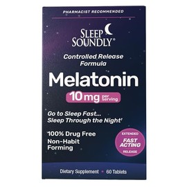 Sleep Soundly Melatonina 10 mg, fórmula de sueño de acción rápida, liberación prolongada, 60 porciones, azul