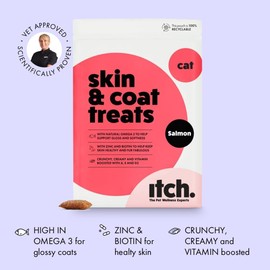 Itch Itch | Skin & Coat Treats for Cats | With Omega 3, Biotin and Zinc for Glossy Fur | Ideal for Sensitive Skin | 6-Pack