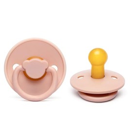 Cutties and Giggles Round Nipple Soother 2-Pack, BPA Free Dummy Pacifier, Natural Rubber Latex 0-6 Months (Pink)