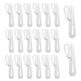AHEOVSD 20 Pcs Adjustable Plastic Curtain Hooks - Depth Pinch Pleat Locking Drapes Clips White for Shower, Door, Window