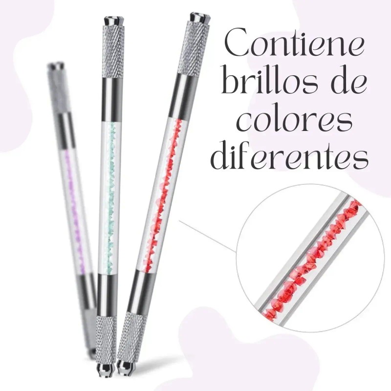 Pluma Inductora Punta Doble Microblading Manual Para Cejas Color Al