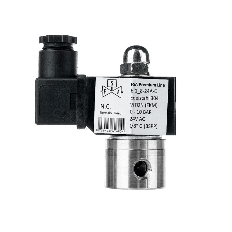 FSA Viton Solenoid Valve Stainless Steel 304 1/8 Inch 24