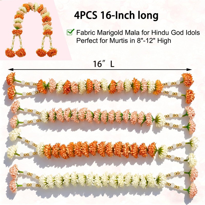 Indian Idol Marigold Garland Mala Hindu Temple Mandir Diwali Pooja