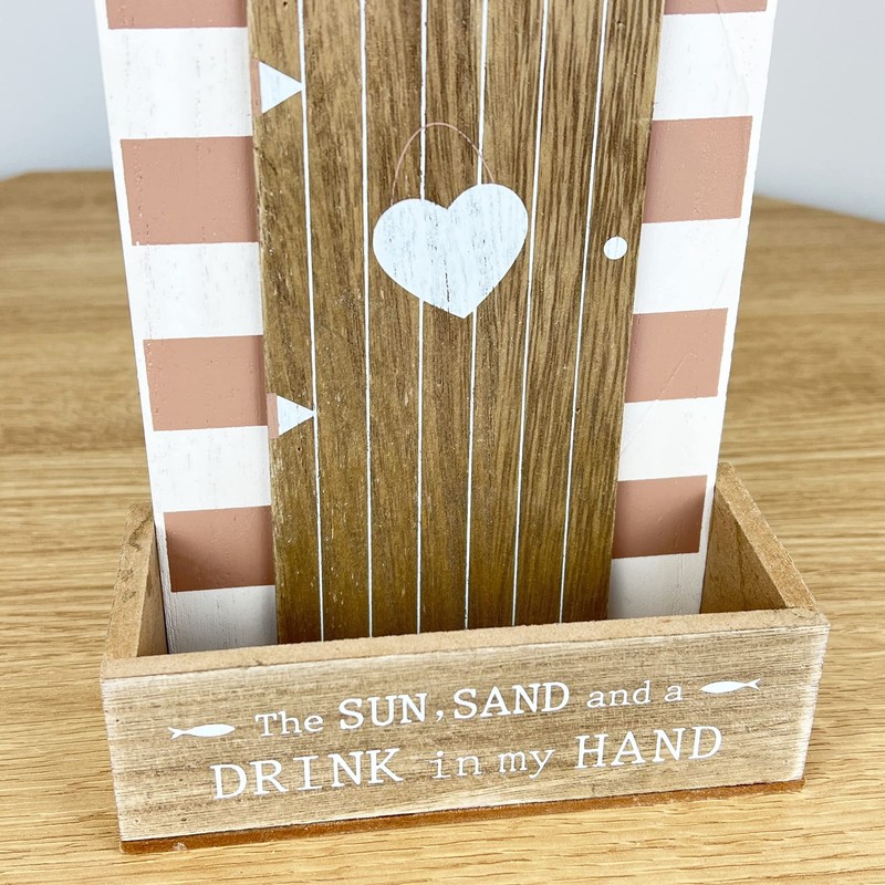 Wall Mounted Bottle Opener with Cap Catcher Vintage Beach Hut