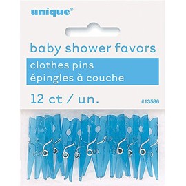 Baby Blue Plastic Clothespin Favors - 12 Pieces, 1.25'' - Adorable Party Decorations for Baby Showers and Gender Reveals