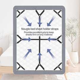 Nougte 6PCS Bed Sheet Straps, Fitted Sheet Straps, Adjustable Sheet Clips, Fits of Mattresses, Enhance Your Sleeping Experience