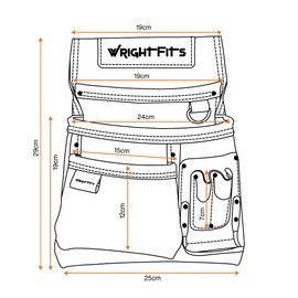 WrightFits Leather Nail and Hammer Pouch with Multi Pockets | Work Tool Pouches | Hammer Holder and Nails Organiser for Builders, Carpenters, Gardeners, Electricians- Dark Brown - WW180114