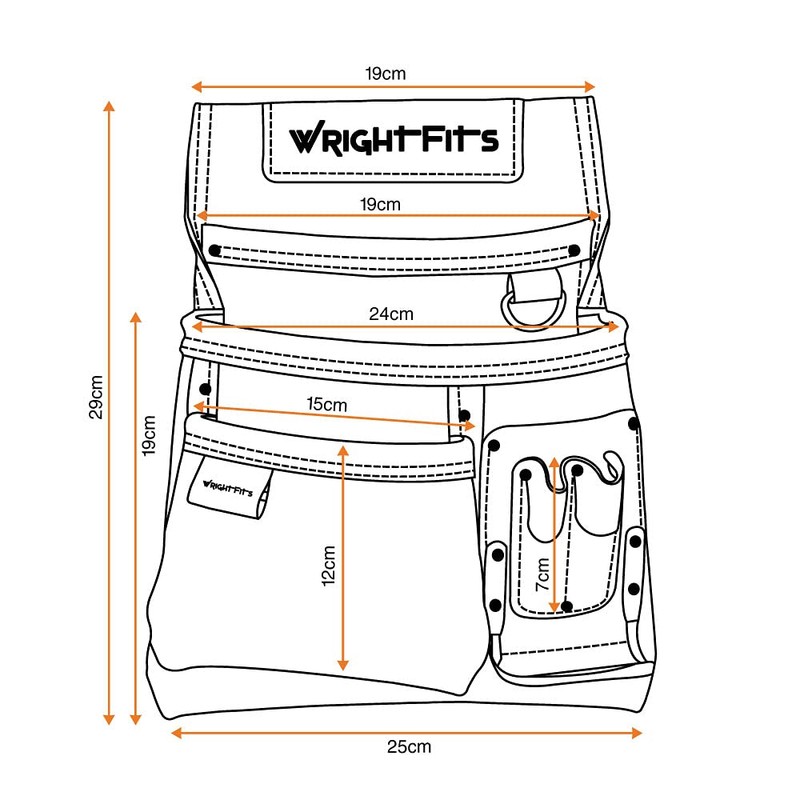WrightFits Leather Nail and Hammer Pouch with Multi Pockets |