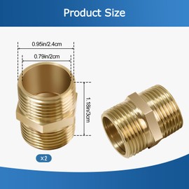 3/4 Inch Npt Brass Nipple Male To Male Pipe Fitting Adapter, Straight Connector for Hose, Brass Fittings (3/4 inch x 3/4 inch NPT Male2 Piece)