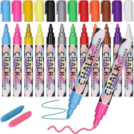 Zoone Liquid Erasable Chalk Markers Pens - 12 Colors Washable & Wet Erase Neon Makers for Blackboard, Chalkboard Signs, Glass Window, Graduation Celebration School Kids Art for Cars (6mm)