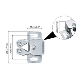 sourcing map Retro Cabinet Door Double Roller Catch Ball Latch with Prong Hardware 32mm Silver Tone 2pcs