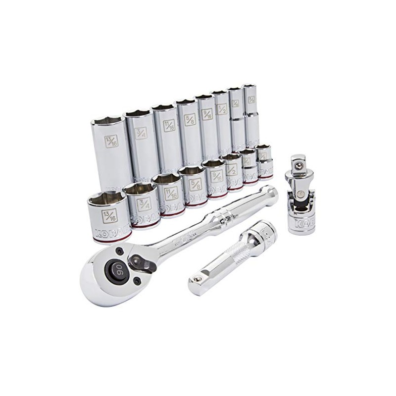 Kobalt 573348 19-Piece 3/8-Inch Drive Mechanic's Tool Set with Hard