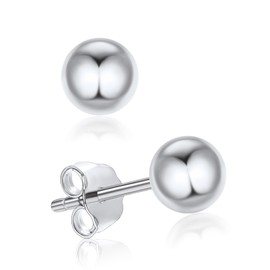 ChicSilver Ball Earrings, Women's 925 Silver, Round Ball Earrings, Simple Accessory, Sterling Silver