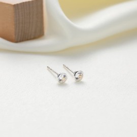 Small Stud Earrings Sterling Silver 925 Gold-Plated for Men and Women Mini Cubic Zirconia Stud Earrings 3 mm 4 mm 5 mm, Sterling Silver