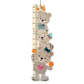 Hess Wooden Toy 14632 Wooden Height Chart for Children, Bear Nature Series, Handmade, Foldable, Suitable for a Height of Approx. 80 to 150 cm
