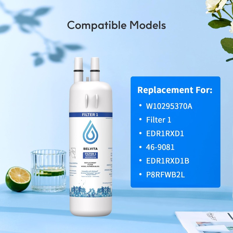 BELVITA Replacement for EDR1RXD1, W10295370A, Filter 1, WHR1RXD1, KAD1RXD1, Compatible