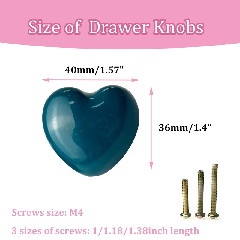 Mimhooy 4 Pack Teal Ceramic Drawer Knobs Decorative Cabinet Knobs,