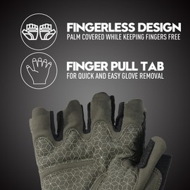 HANDLANDY Tactical Fingerless Impact Gloves for Men, Padded Grip Half Finger Work Gloves, Utility Trucker Driver Gloves (Army Green, X-Large (Pack of 1))