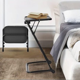 Homy Casa TV Tray Table, 2-Pack TV Dinner Tray on Bed & Sofa, Adjustable Tilt and Height Ergonomic Laptop Desk with Cup Holder for Home Office, Portable Foldable Workstation, Black, Set of 2